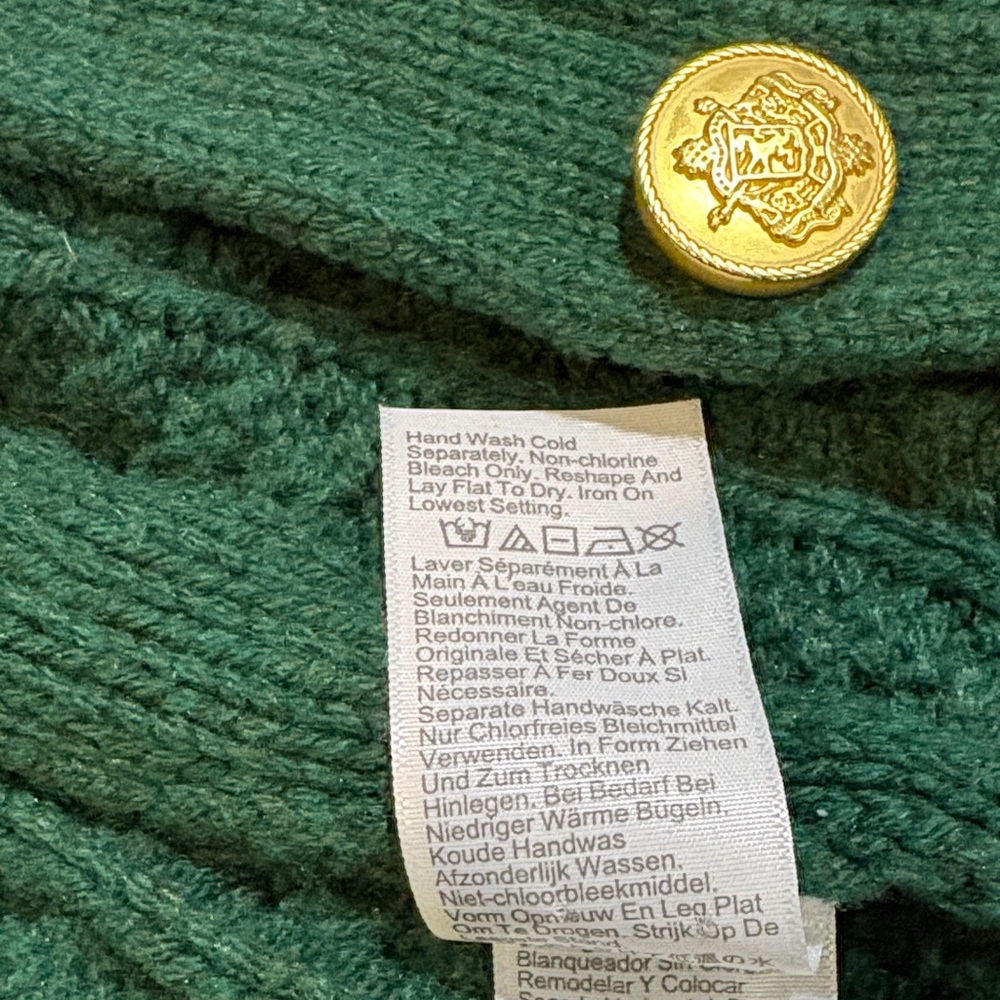 Like NEW J.Crew Green Cable Knit Cardigan Sweater - Picture 6 of 7